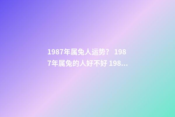 1987年属兔人运势？ 1987年属兔的人好不好 1987年属兔的人运势好不好-第1张-观点-玄机派